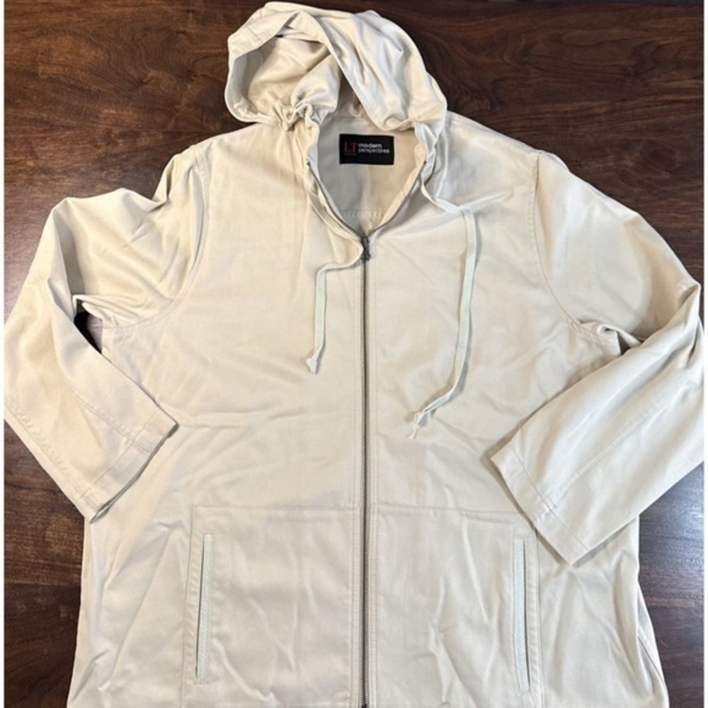 LT Modern Perspectives Women's Casual‎ Cream Full Zip Spring Jacket 1X